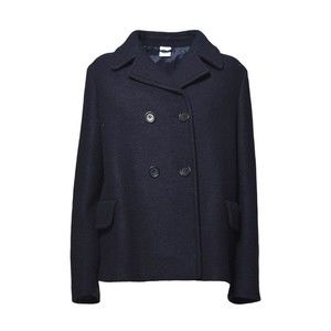 Aspesi Navy Blue Boxy Felted Wool Jacket - NWT